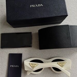 Prada Ivory Sunglasses with Black Case